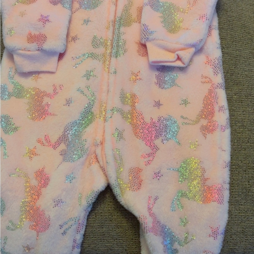 The Children's Place Sparkly Unicorn Pink Footie
